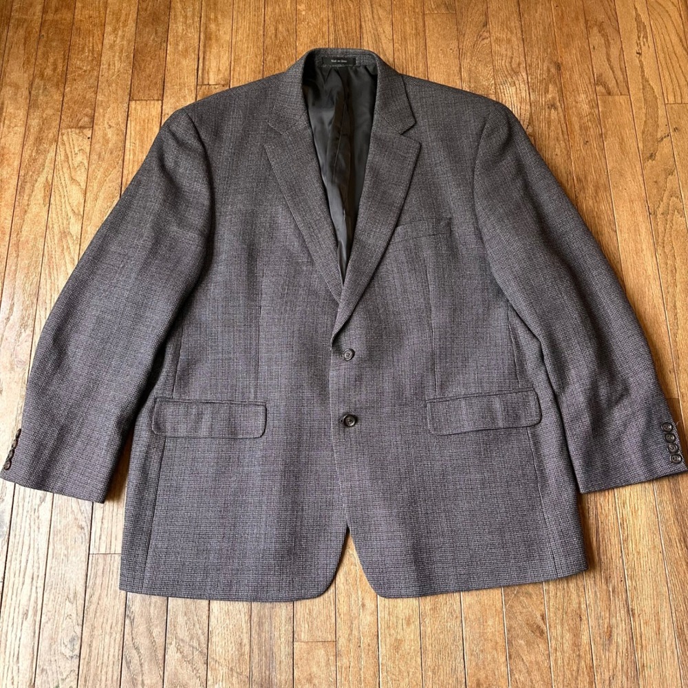 Lauren Ralph Lauren‎ Sport Coat Mens 48R Wool Blend Herringbone Brown Y2K